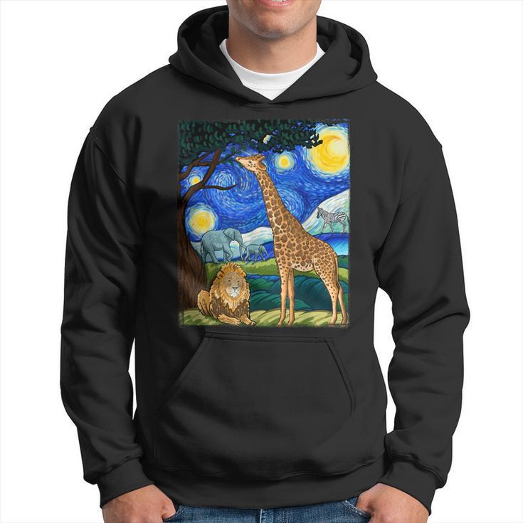 Safari Night Zoo Animal Giraffe Lion Animal Lover Hoodie