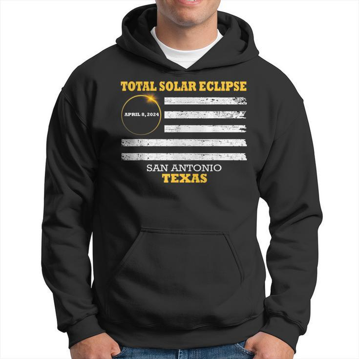 San Antonio Texas Solar Eclipse 2024 Us Flag Hoodie