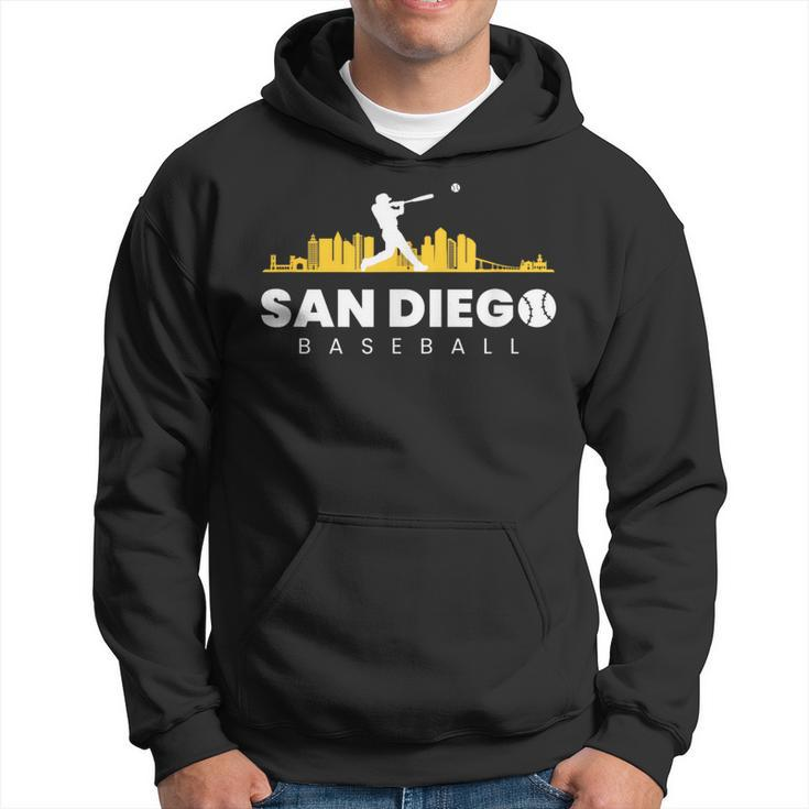 San Diego Baseball Vintage City Skyline Retro Baseball Lover Hoodie