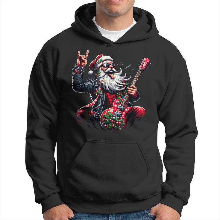 Santa Claus Guitar Player Rock & Roll Christmas Hoodie