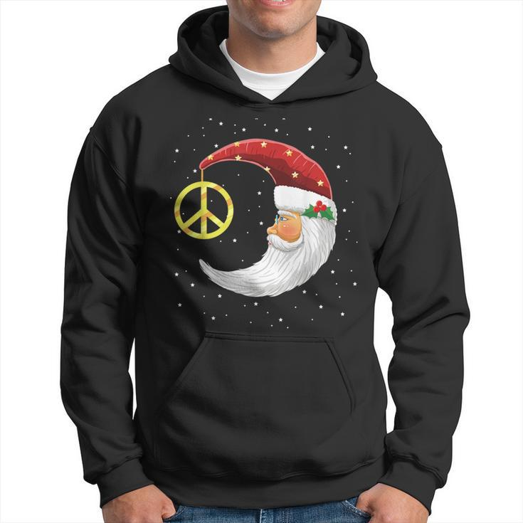 Santa Clause Moon And Star Peace Sign Christmas Dream Hoodie