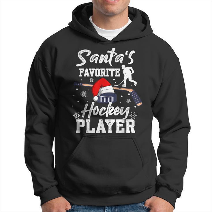 Santa's Favorite Hockey Player Christmas Pajama Hockey Xmas Hoodie