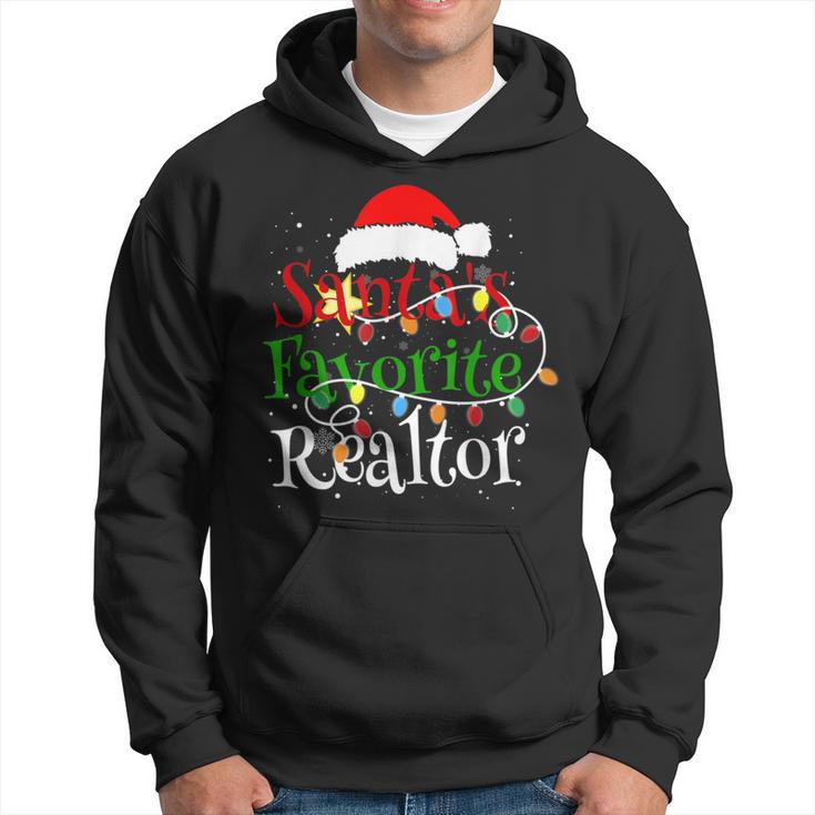 Santa's Favorite Realtor Christmas Santa Hat Lights Hoodie