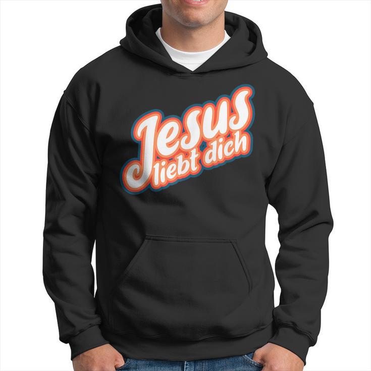 Schwarzes Hoodie mit 'Jesus liebt dich' Aufdruck, Christliche Mode