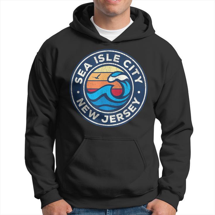 Sea Isle City New Jersey Nj Vintage Nautical Waves Hoodie