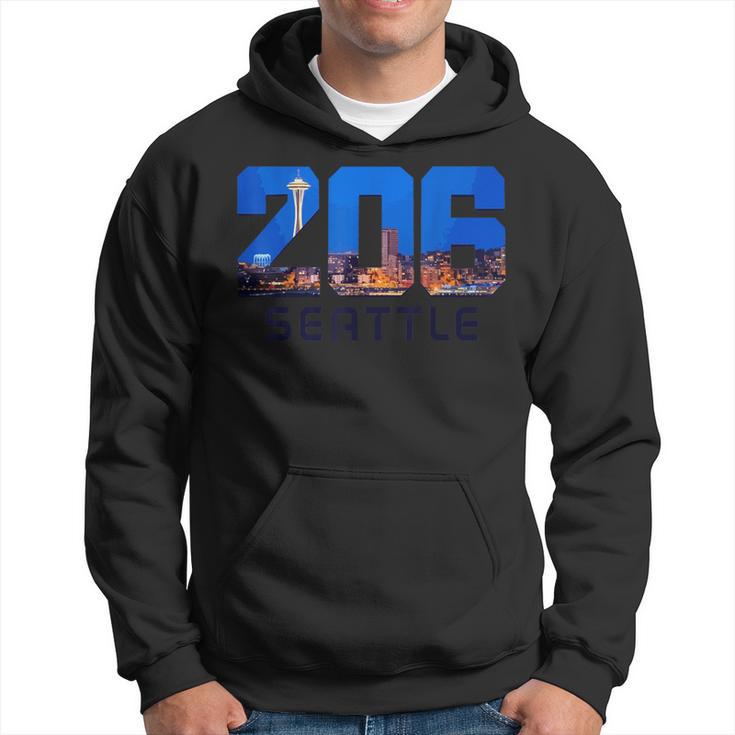 Seattle 206 Area Code Pride Skyline Washington Vintage Hoodie