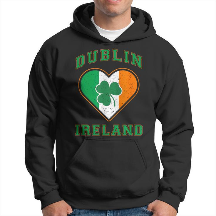 Shamrock Clover In Dublin Ireland Flag In Heart Shaped Hoodie