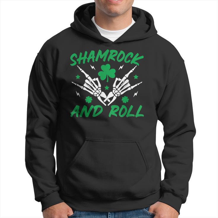 Shamrock And Roll Rock And Roll Saint Patrick's Day Skull Hoodie