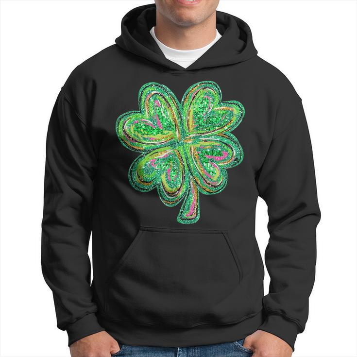 Shamrock Sequins Effect Clover Happy St Patrick's Day Womens Hoodie