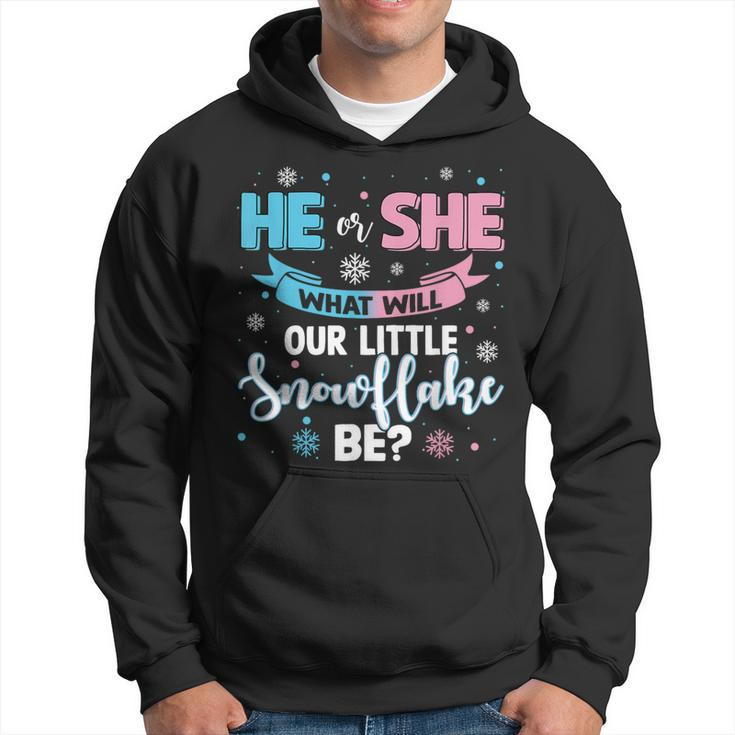 He Or She What Will Our Little Snowflake Be Gender Reveal Hoodie