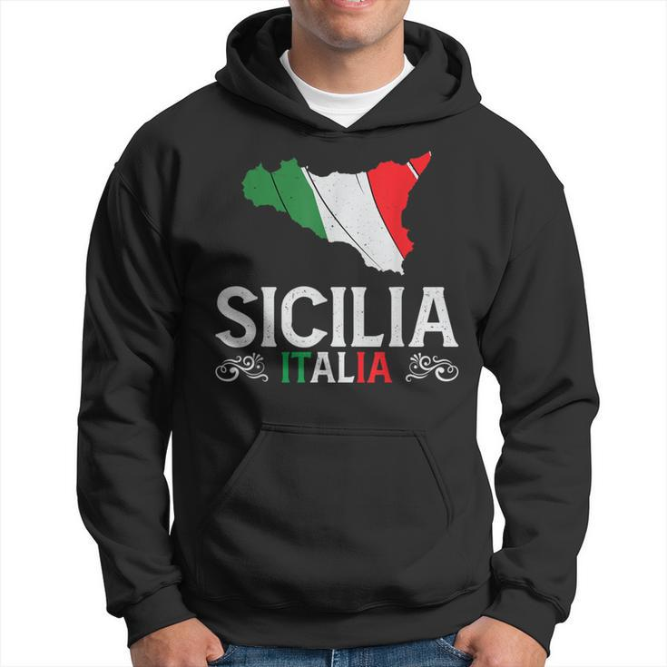 Sicilia Italia Sicilia Souvenir Silhouette Sicilia Kapuzenpullover
