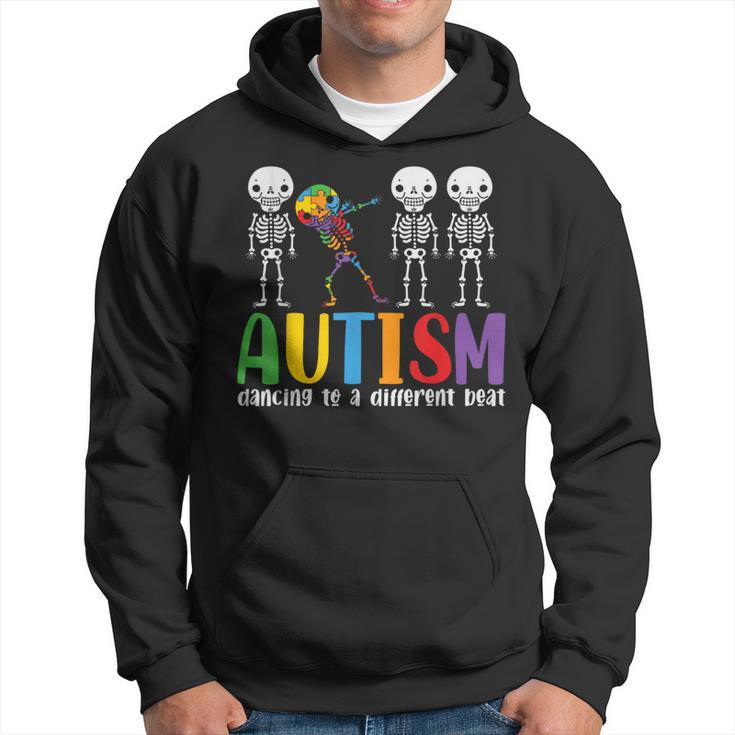 Skeleton Dancing To A Different Beat Autism Awareness Hoodie