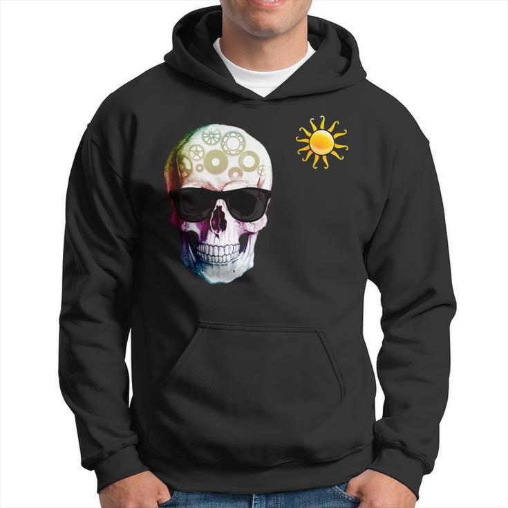 Skull With Sunglasses And Gears Hoodie