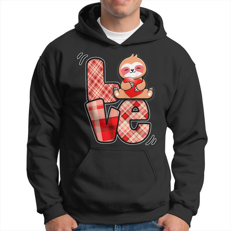 Sloth Love Holding Heart Valentines Day Cute Animal Lover Hoodie