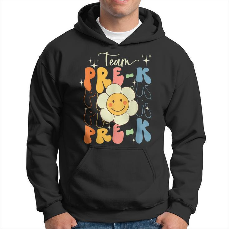 Smile Face First Day Of Team Prek Back To School Groovy Hoodie