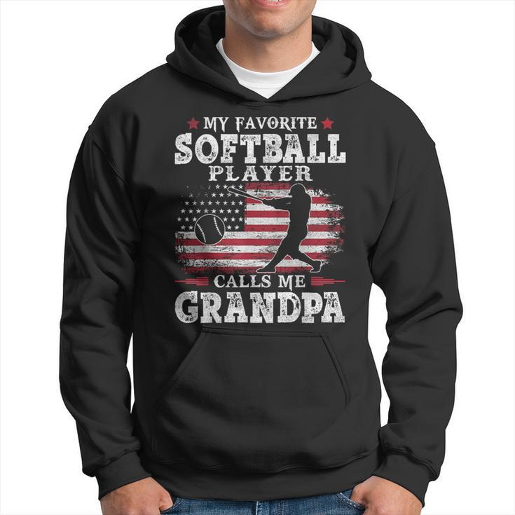 Softball Player Calls Me Grandpa Usa Flag Father's Day Hoodie