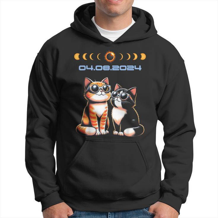 Solar Eclipse 2024 Cats Wearing Solar Eclipse Glasses Hoodie