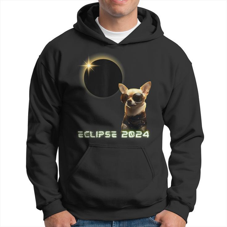 Solar Eclipse 2024 Chihuahua Wearing Glasses Hoodie