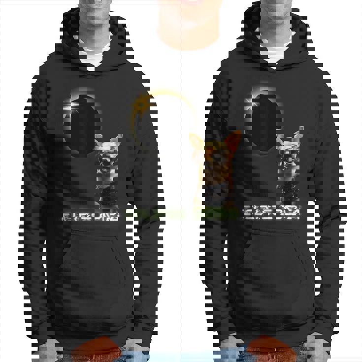 Solar Eclipse 2024 Chihuahua Wearing Glasses Hoodie