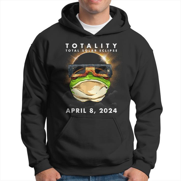 Solar Eclipse 2024 Frog Wearing Eclipse Glasses Hoodie