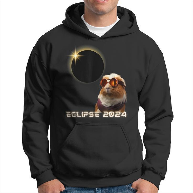 Solar Eclipse 2024 Guinea Pig Wearing Glasses Hoodie