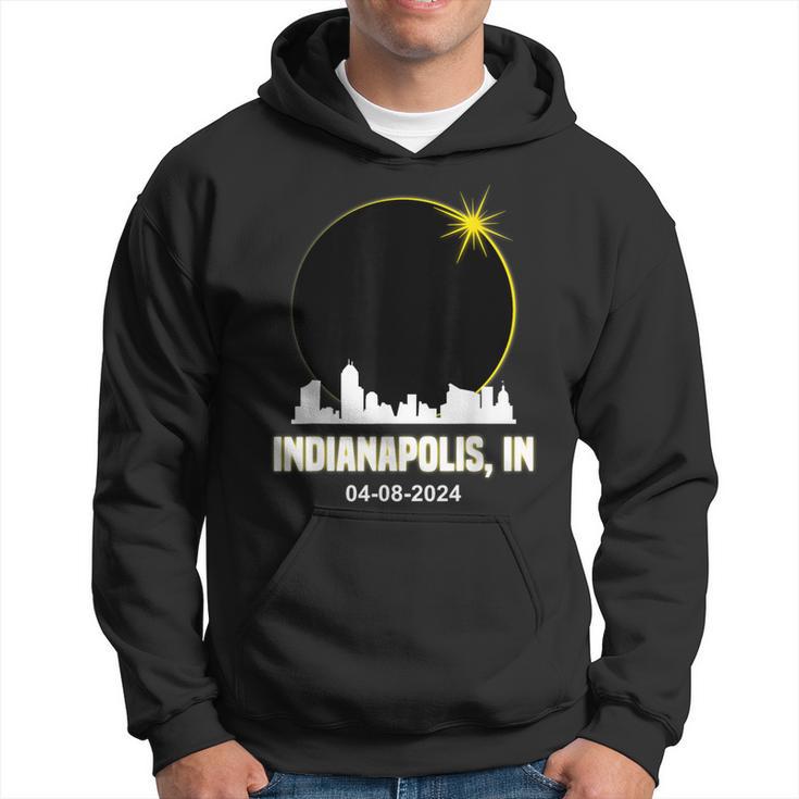 Solar Eclipse 2024 Indianapolis Skyline Indiana Eclipse Hoodie