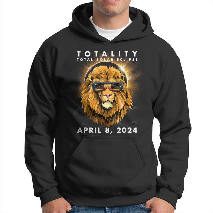 Solar Eclipse 2024 Lion Wearing Eclipse Glasses Hoodie