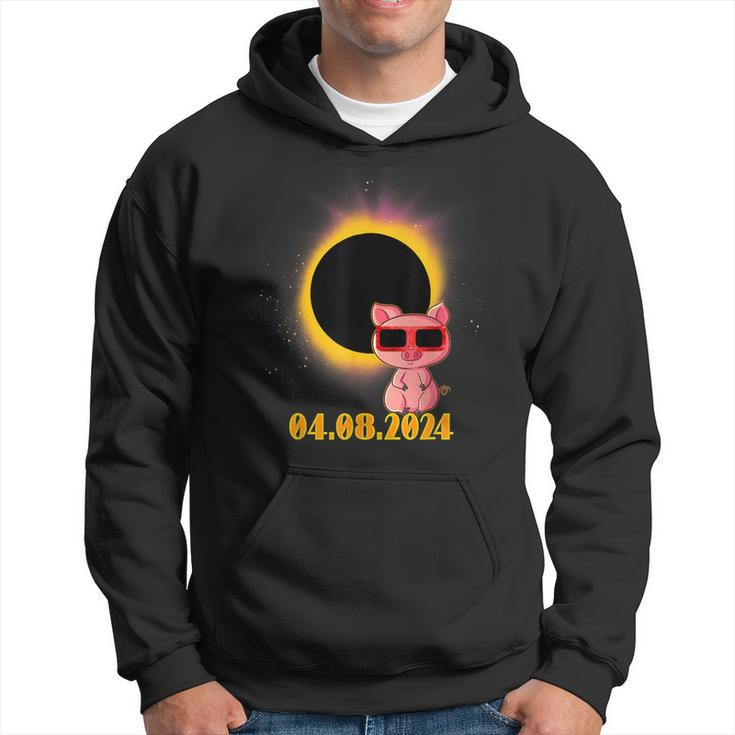 Solar Eclipse 2024 Pig Wearing Solar Eclipse Glasses Hoodie