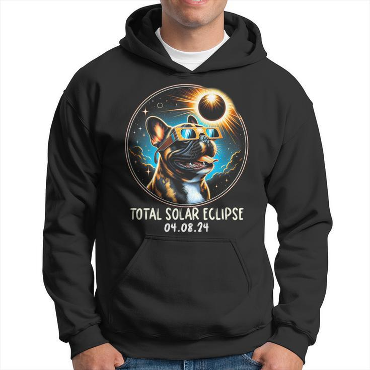 Solar Eclipse French Bulldog Wearing Glasses April 8 2024 Hoodie