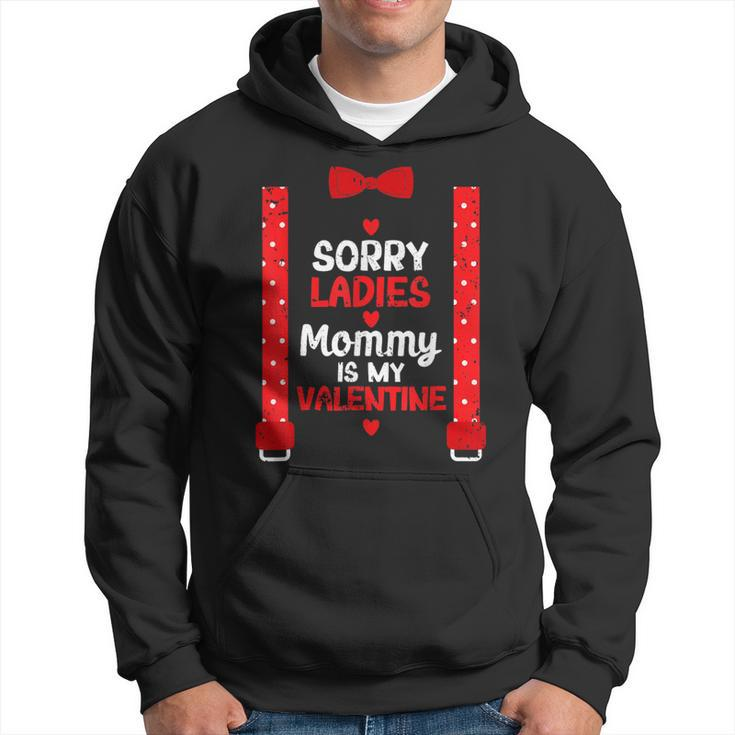Sorry Ladies Mommy Is My Valentine Suspenders Bow Tie Hoodie