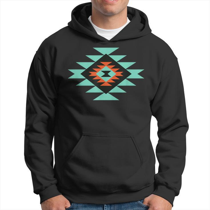 Southwestern Santa Fe Indian Teal Pattern Hoodie