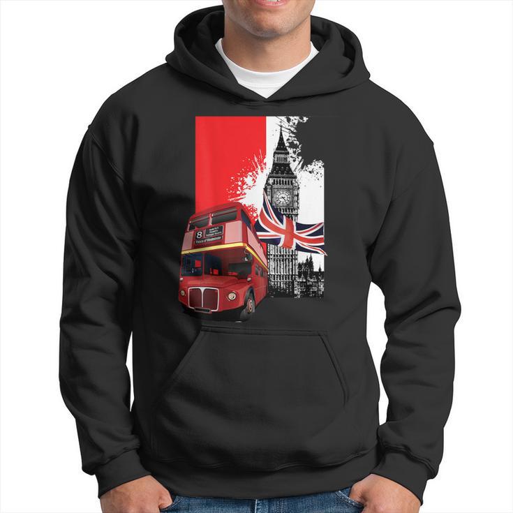 Souvenir London City Bus Vintage Uk Flag British Hoodie