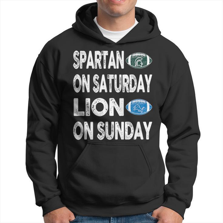 Spartan On Saturday Lion On Sunday Detroit Vintage Fun Hoodie