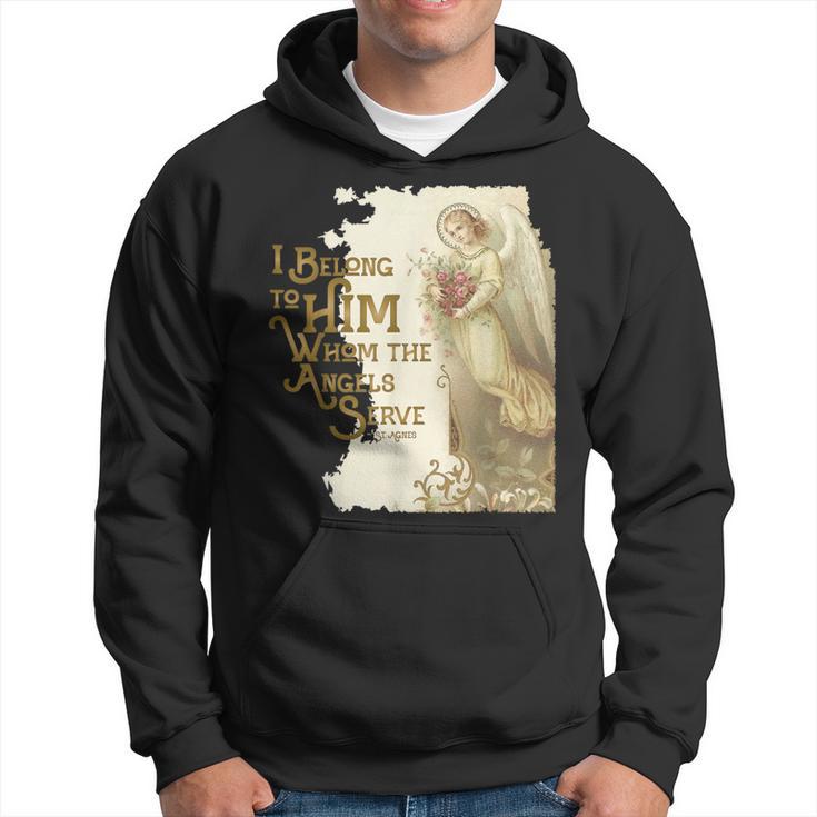 St Agnes Of Rome Whom The Angels Serve Vintage Catholic Hoodie