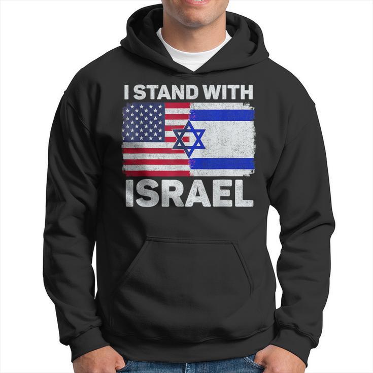 I Stand With Israel Usa American Flag With Israel Flag Hoodie