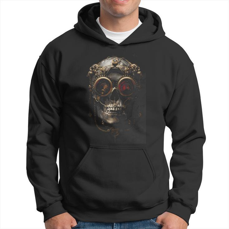 Steampunk Skull With Aviator Cap Gears Clockwork And Goggles Hoodie