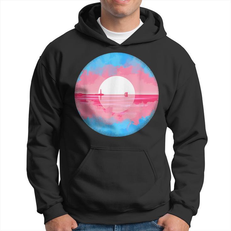 Subtle Trans Pride Flag Coastal Sunrise Hoodie