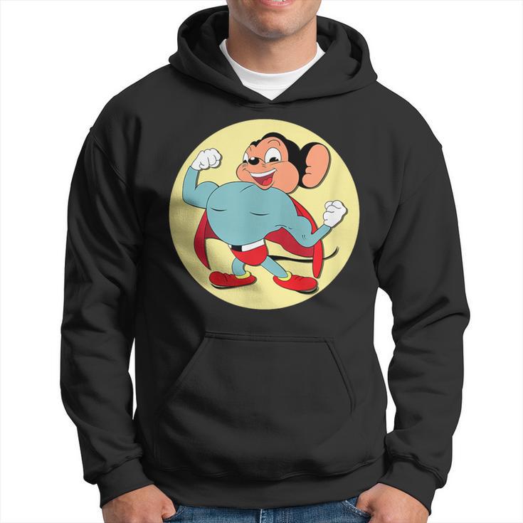 Superhero Cartoon Mouse In Red Cape Vintage Boomer Cartoon Hoodie