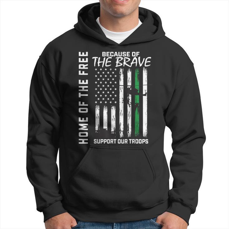 Support Our Troops Military Thin Green Line American Flag Hoodie