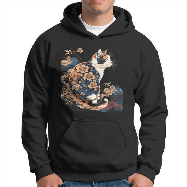 Surrealism Japanese Painting Calico Cat Hoodie