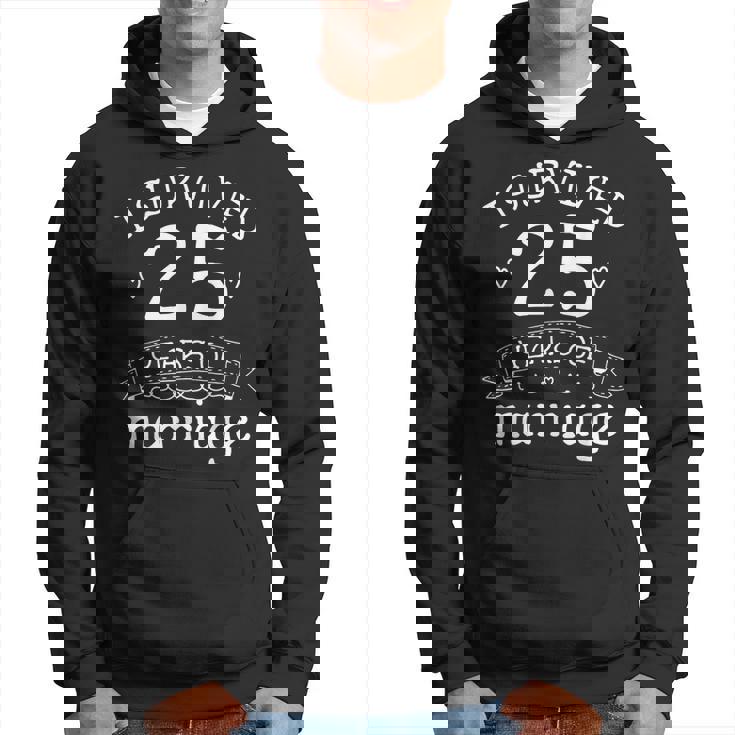 I Survived 25 Years Of Marriage Couple 25Th Anniversary Hoodie