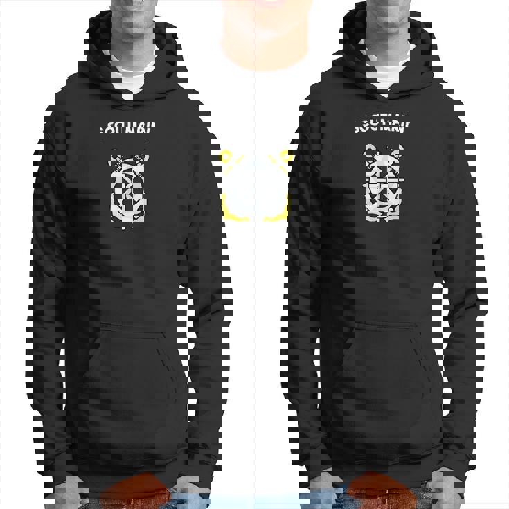 Sweat à capuche Scout Marin, Design Gouvernail et Ancres Jaune