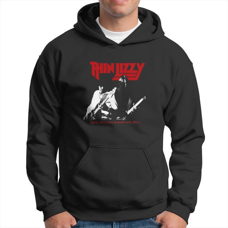 Sweat à Capuche Thin Lizzy Officiel - Logo Stacked - Unisexe En Coton - Poche Kangourou