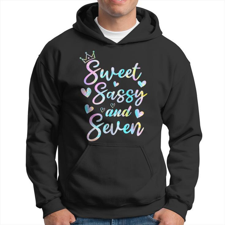 Sweet Sassy And Seven 7Th Birthday 7 Years Old Princess Girl Hoodie