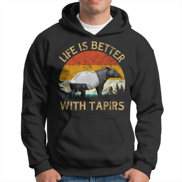 Tapir Lover Retro Vintage Tapir Sunset Tree Life With Tapirs Hoodie