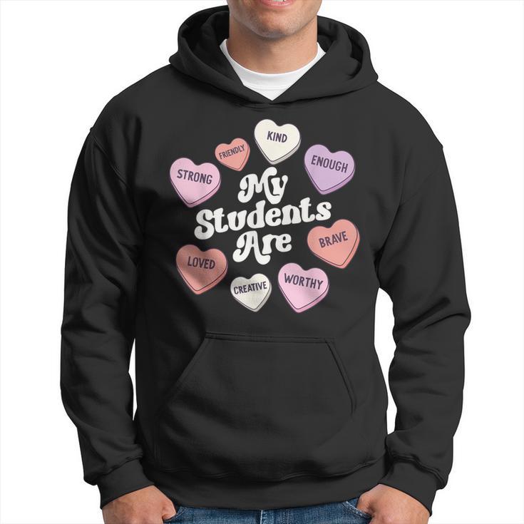 Teacher Valentines Day Positive Affirmations Candy Hearts Hoodie