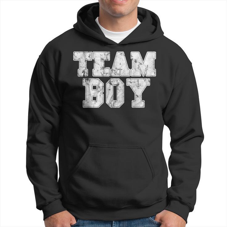 Team Boy Blue Gender Reveal Baby Shower Distressed Hoodie