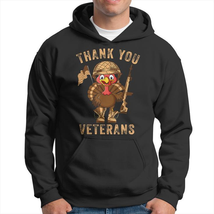 Thanksgiving Veteran Turkey Us Flag Thank You Veterans Hoodie