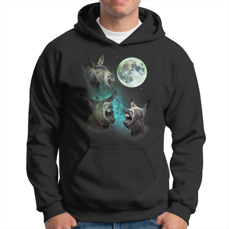 Three Donkeys Howl At Moon 3 Wolfs Wolves Parody Hoodie