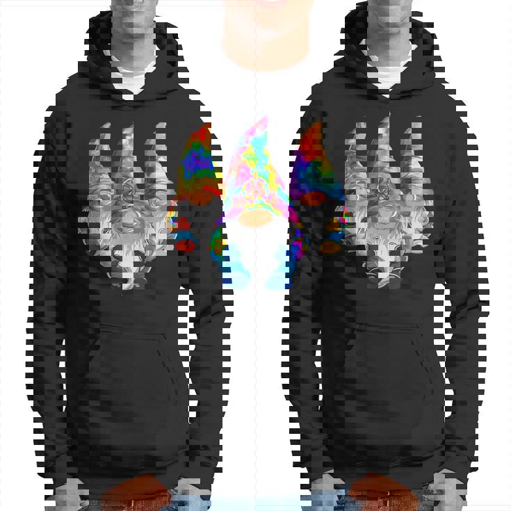 Three Hippie Gnomes Retro Tie Dye Style A Peace Love Gnomies Hoodie